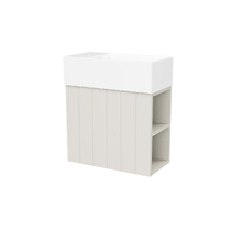 Lottie V-Groove 480mm Wall Hung Small Space Vanity with Ceramic Countertop